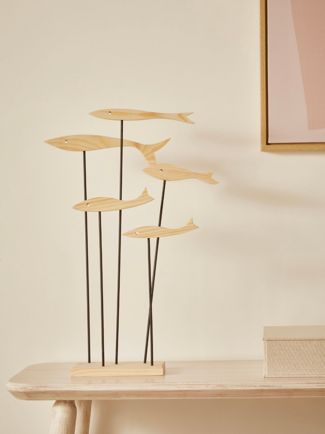 Escultura Cardume Em Madeira