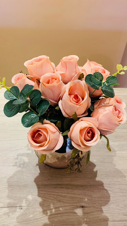 Buquê Rose Vaso Vidro