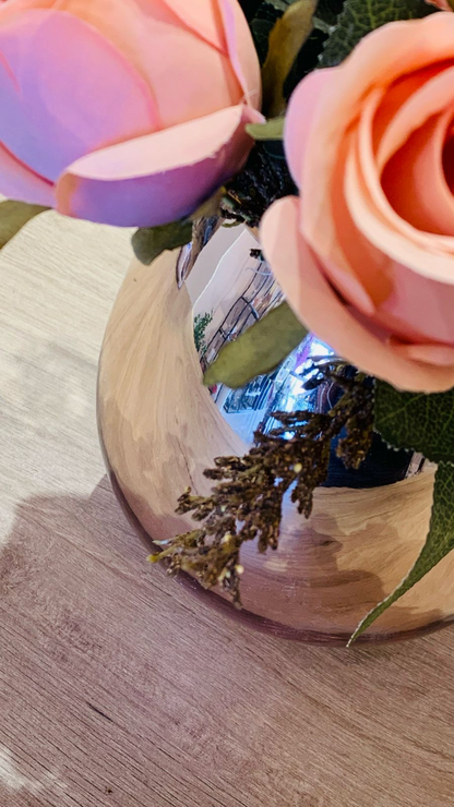 Buquê Rose Vaso Vidro