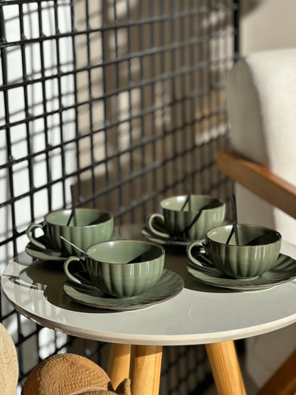 Jogo Xícaras Verde Musgo