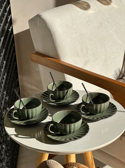 Jogo Xícaras Verde Musgo