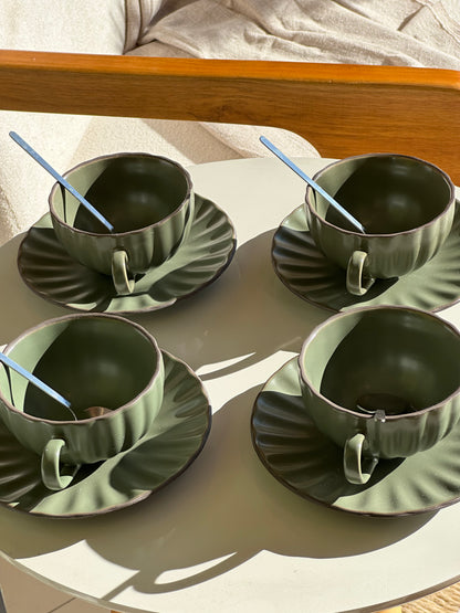 Jogo Xícaras Verde Musgo