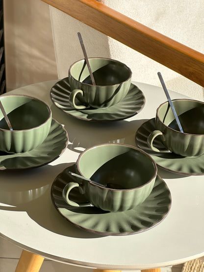 Jogo Xícaras Verde Musgo