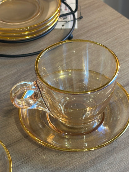 Jogo Xícaras Âmbar Retrô